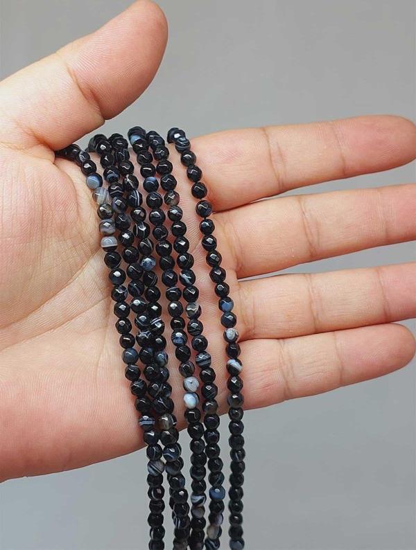 Bileklik Boy Akik Taşı Faset Kesim Yarım Dizi 4mm (51414) (18CM UZUNLUĞUNDADIR) - Image 1