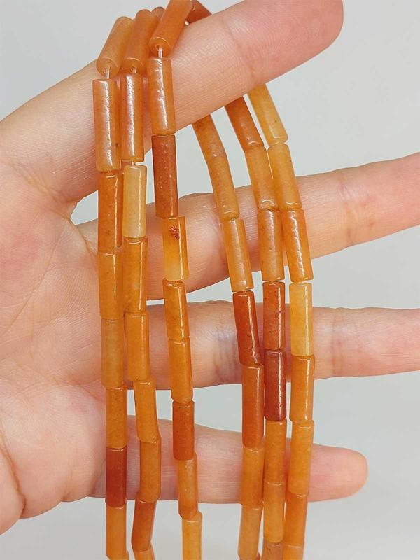 Bileklik Boy Akik Taşı Silindir Kesim 4x12.5mm Yarım Dizi (49390) (18CM UZUNLUĞUNDADIR) - Image 1