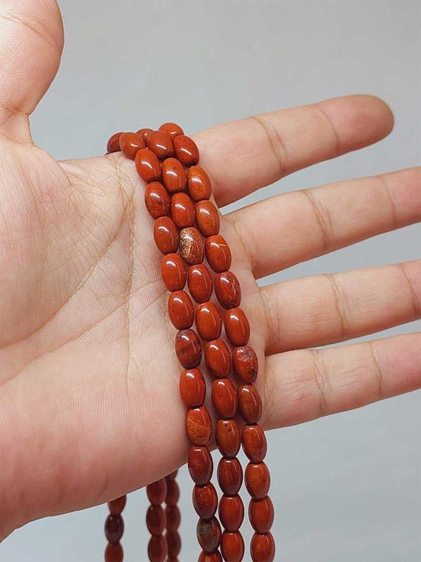 Bileklik Boy Jasper Taşı Arpa Kesim Yarım Dizi 6*8.5mm (49988) (18CM UZUNLUĞUNDADIR) - Image 1