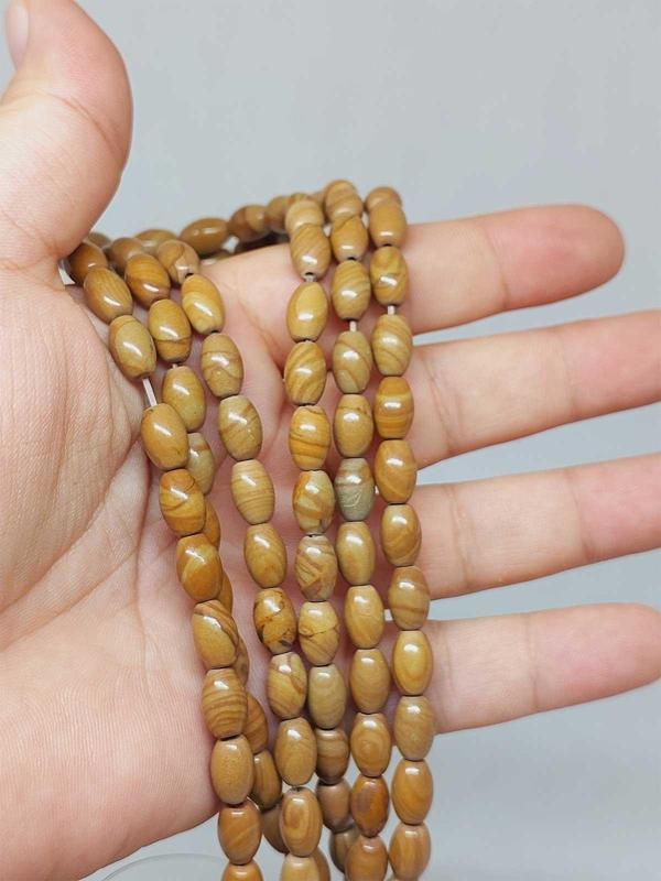 Bileklik Boy Jasper Taşı Arpa Kesim Yarım Dizi 6*8.5mm (51300) (18CM UZUNLUĞUNDADIR) - Image 1