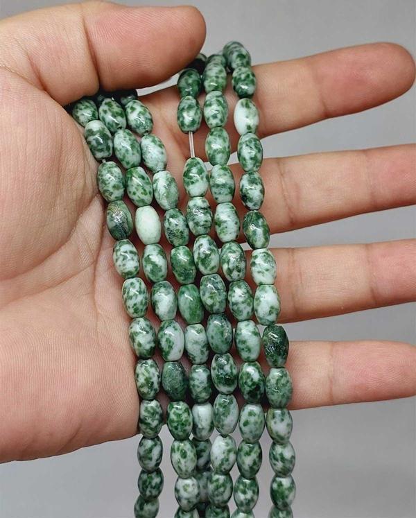 Bileklik Boy Jasper Taşı Arpa Kesim Yarım Dizi 6*8.5mm (51302) (18CM UZUNLUĞUNDADIR) - Image 1