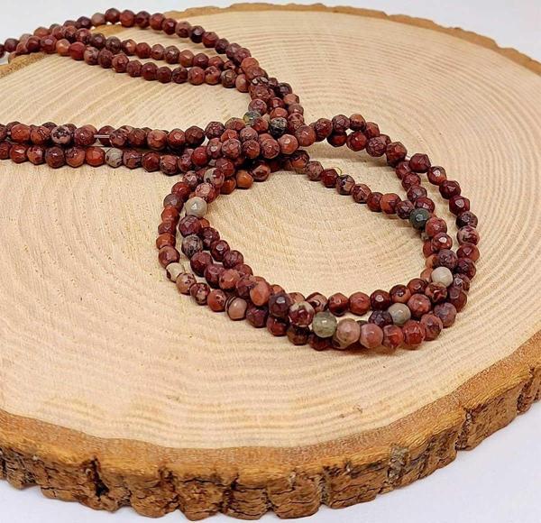 Bileklik Boy Jasper Taşı Faset Kesim Yarım Dizi 4mm (44525) (18CM UZUNLUĞUNDADIR) - Image 1