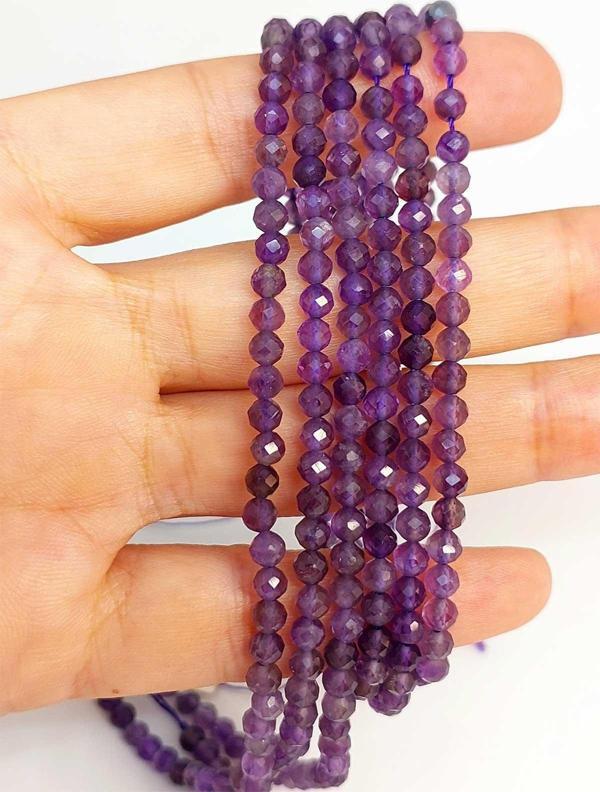Bileklik Boy Ametist Taşı Faset Kesim Yarım Dizi 3.5mm (45246) (18CM UZUNLUĞUNDADIR) - Image 1