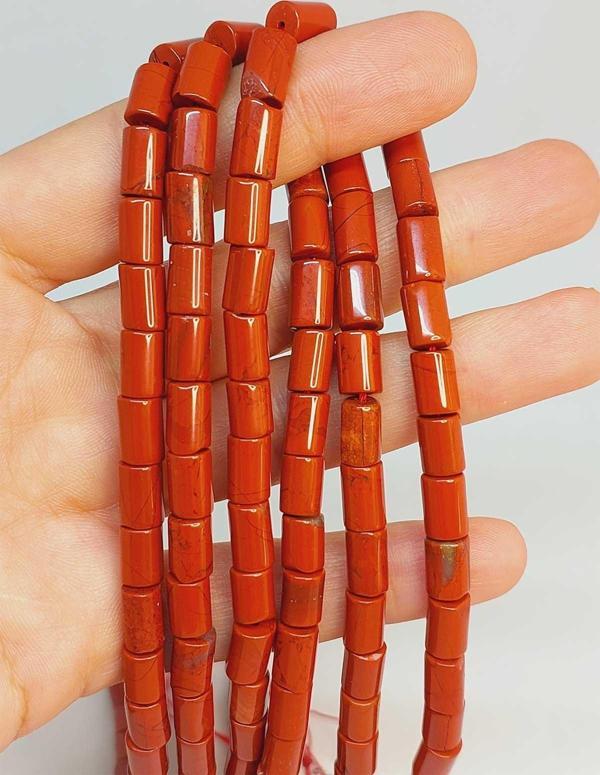 Bileklik Boy Jasper Taşı Silindir Kesim 5.5x7.5mm Yarım Dizi (49328) (18CM UZUNLUĞUNDADIR) - Image 1