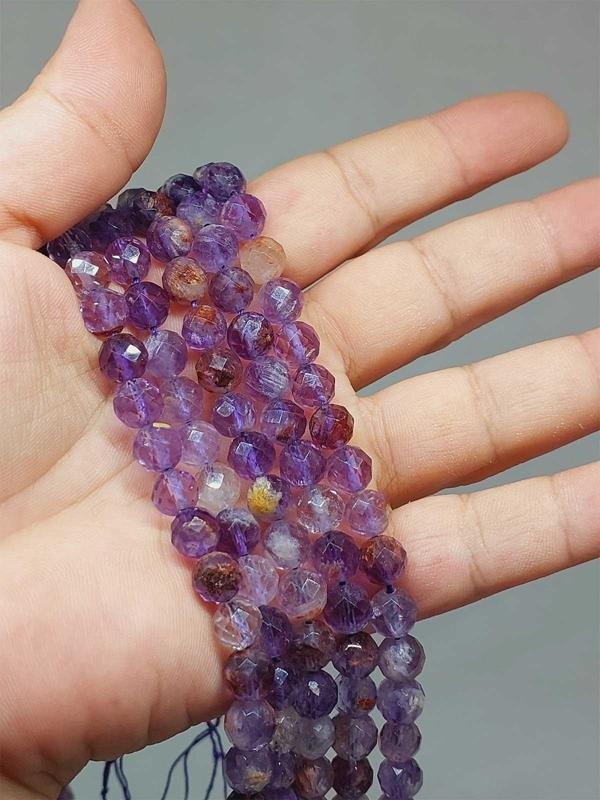 Bileklik Boy Ametrin Taşı Faset Kesim Yarım Dizi 8mm (51352) (18CM UZUNLUĞUNDADIR) - Image 1