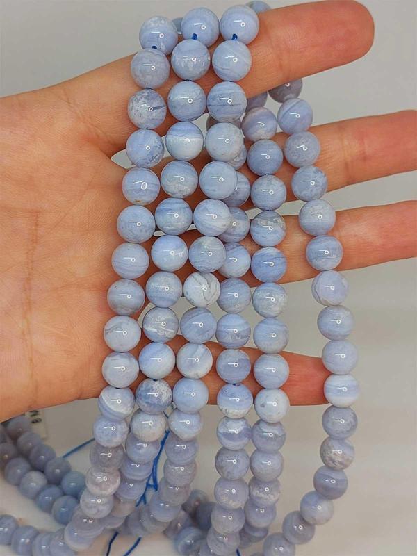 Bileklik Boy Kalsedon Taşı Yarım Dizi 8mm (49224) (18CM UZUNLUĞUNDADIR) - Image 1