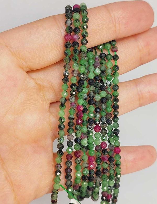 Bileklik Boy Anyolit (RUBİZOİT- RUBYZOİSİT) Taşı 3mm Dizi (45936) Yarım Dizi (17CM UZUNLUĞUNDADIR) - Image 1