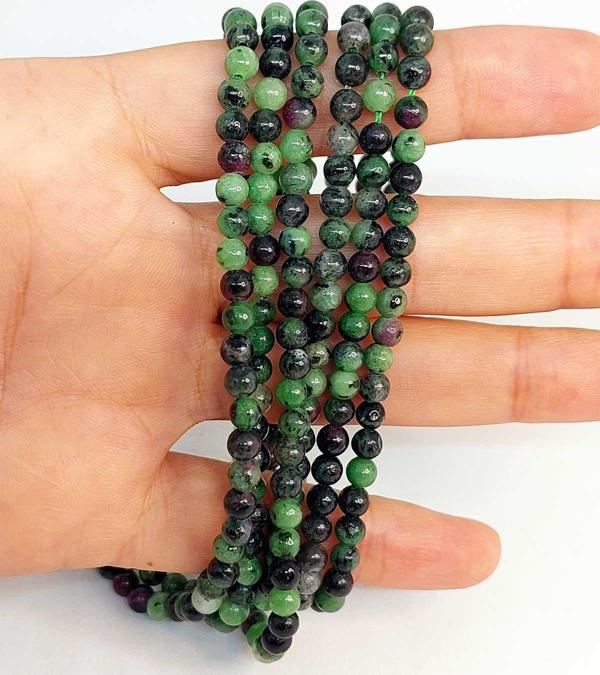 Bileklik Boy Anyolit (RUBİZOİT- RUBYZOİSİT) Taşı Yarım Dizi 4mm (18CM UZUNLUĞUNDADIR) - Image 1