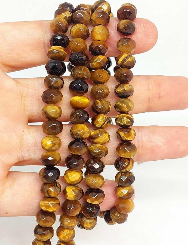 Bileklik Boy Kaplan Gözü Taşı Rondela Faset Kesim 5.5*7.5mm Yarım Dizi (46002) (18CM UZUNLUĞUNDADIR) - Image 1
