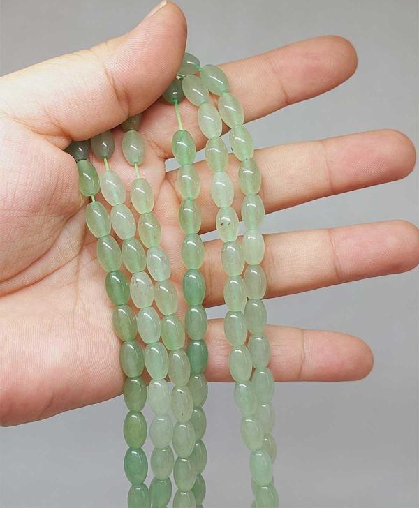 Bileklik Boy Aventurin Taşı Arpa Kesim Yarım Dizi 6*8.5mm (49986) (18CM UZUNLUĞUNDADIR) - Image 1