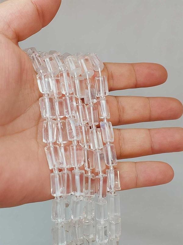 Bileklik Boy Kristal Kuvars Taşı 6.5x12mm Yarım Dizi (49918) (18CM UZUNLUĞUNDADIR) - Image 1