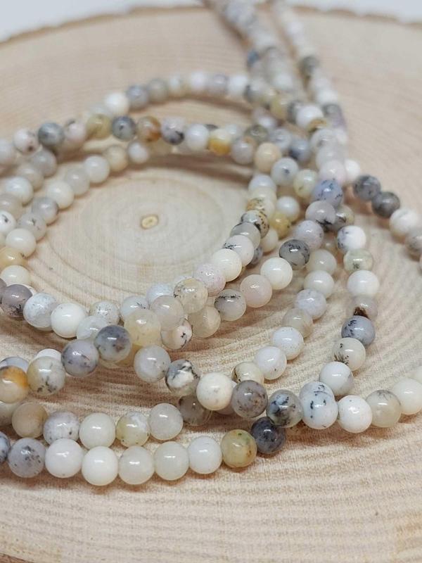 Bileklik Boy Beyaz Alacalı Opal Taşı Yarım Dizi 4mm (18CM UZUNLUĞUNDADIR) - Image 1