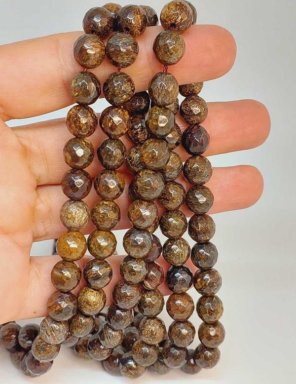 Bileklik Boy Bronzit Taşı Faset Kesim Yarım Dizi 8mm (18CM UZUNLUĞUNDADIR) - Image 1