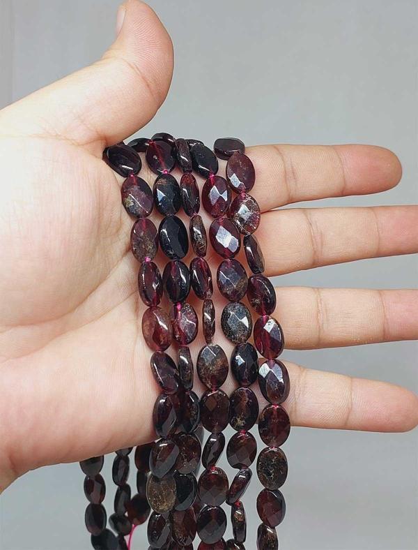 Bileklik Boy Lal (GARNET)(GRANAT) Taşı Şekilli Yarım Dizi 12*3.5mm (51342) (18CM UZUNLUĞUNDADIR) - Image 1