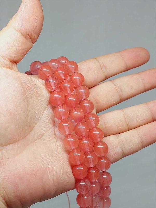 Bileklik Boy Gül Kuvars Taşı Yarım Dizi 10mm (51364) (18CM UZUNLUĞUNDADIR) - Image 1