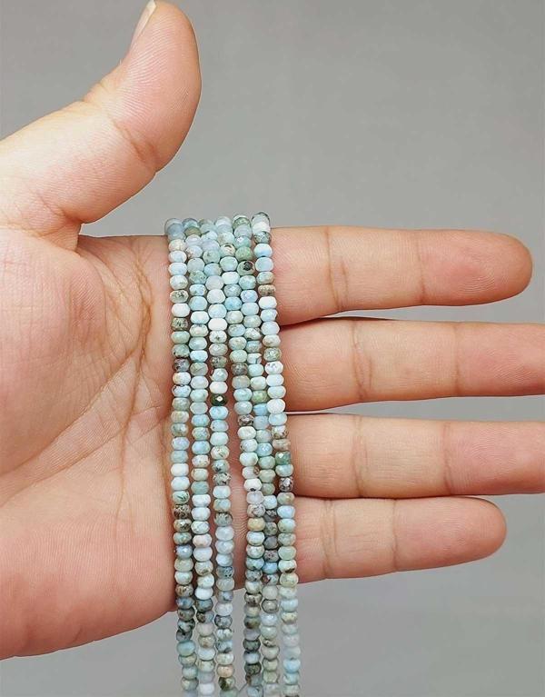 Bileklik Boy Larimar Taşı Dizi 2.5*3.5mm (51218) Yarım Dizi (17CM UZUNLUĞUNDADIR) - Image 1