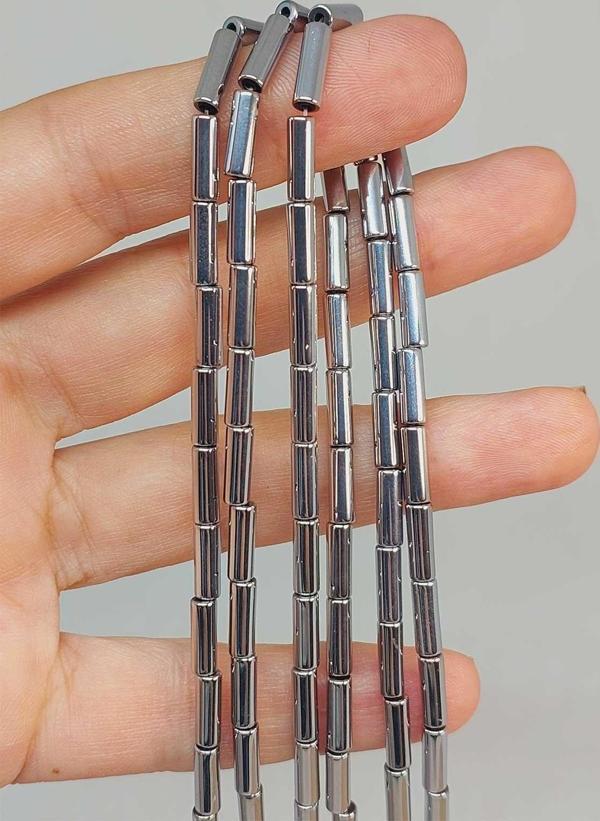 Bileklik Boy Hematit Taşı Dizi 3*9mm (49622) Yarım Dizi (17CM UZUNLUĞUNDADIR) - Image 1
