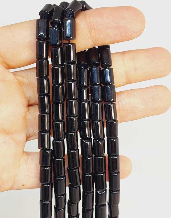 Bileklik Boy Oniks Taşı Silindir Kesim 5.5x7.5mm Yarım Dizi (49322) (18CM UZUNLUĞUNDADIR) - Image 1