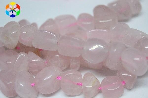 Bileklik Boy Pembe Kuvars Doğal Tımbıl Taşlar Yarım Dizi (18CM UZUNLUĞUNDADIR) - Image 1