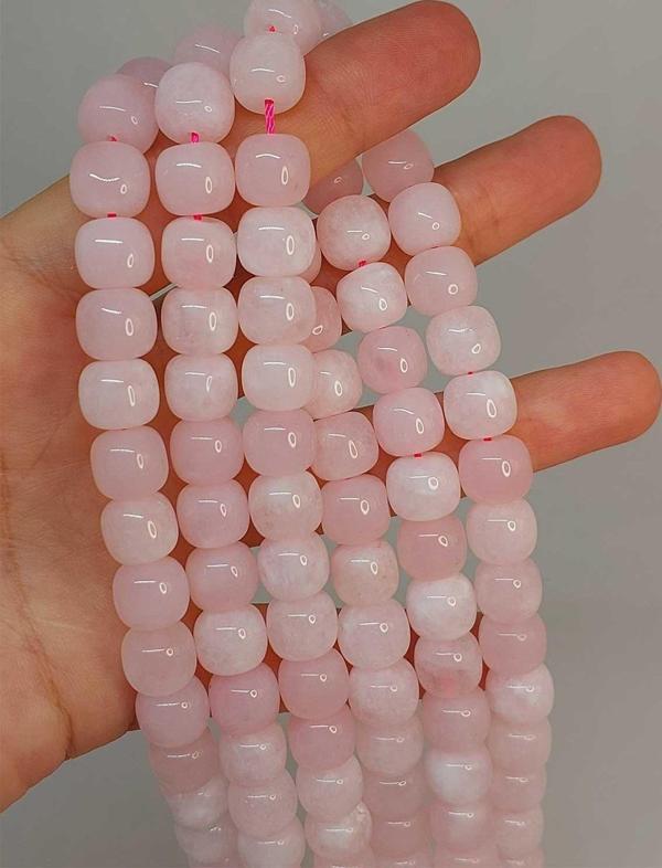 Bileklik Boy Pembe Kuvars Taşı Şekilli 9x10mm Yarım Dizi (49420) (18CM UZUNLUĞUNDADIR) - Image 1