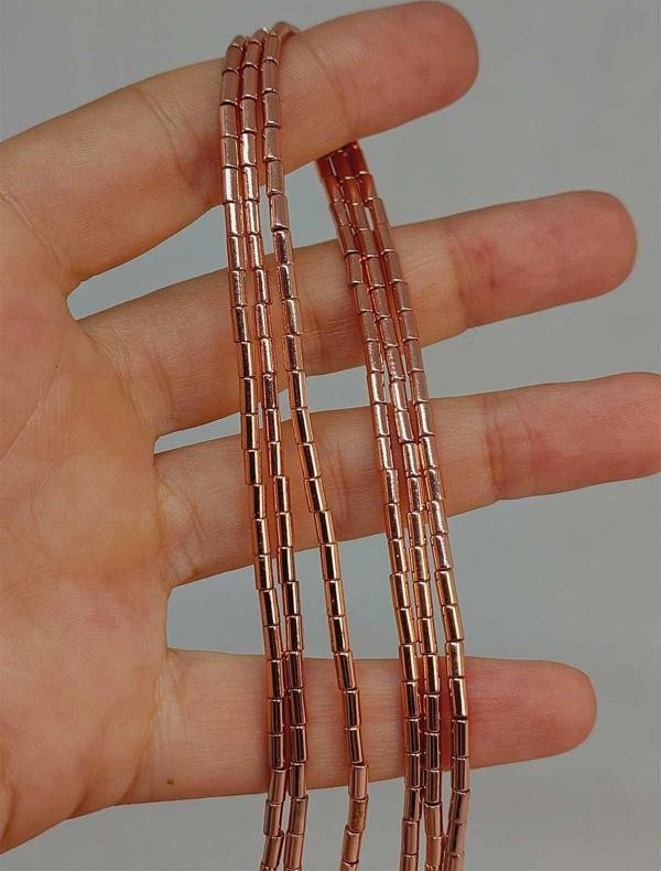 Bileklik Boy Hematit Taşı Yarım Dizi 2*4mm (48158) (18CM UZUNLUĞUNDADIR) - Image 1