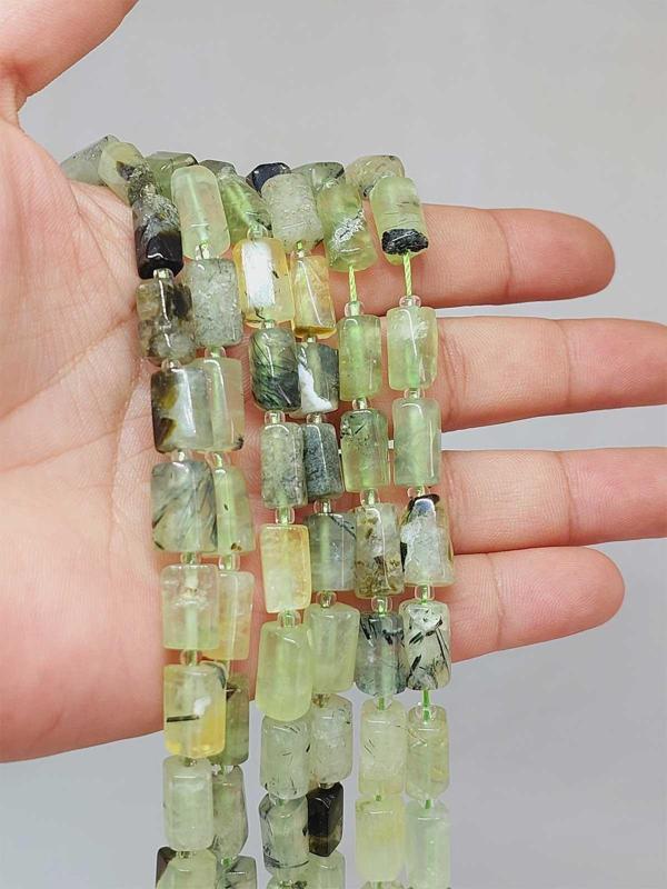 Bileklik Boy Prehnit (PRİNAYT) Taşı 7x12mm Yarım Dizi (49910) (18CM UZUNLUĞUNDADIR) - Image 1