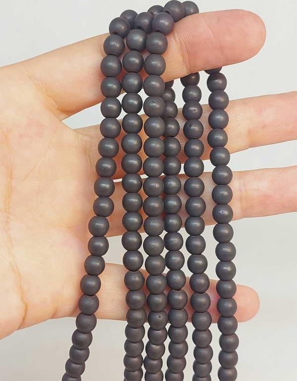 Bileklik Boy Hematit Taşı Yarım Dizi 6mm (48122) (18CM UZUNLUĞUNDADIR) - Image 1