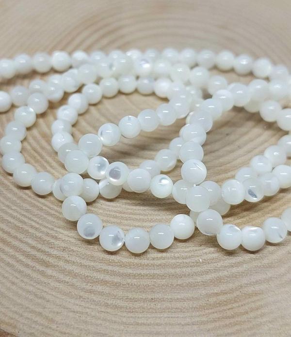 Bileklik Boy Sedef Taşı Beyaz Yarım Dizi 4mm (18CM UZUNLUĞUNDADIR) - Image 1