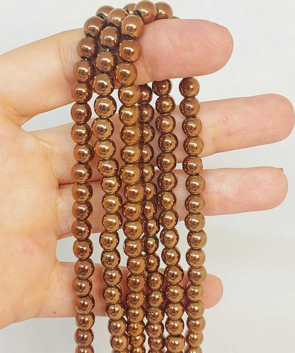 Bileklik Boy Hematit Taşı Yarım Dizi 6mm (48130) (18CM UZUNLUĞUNDADIR) - Image 1