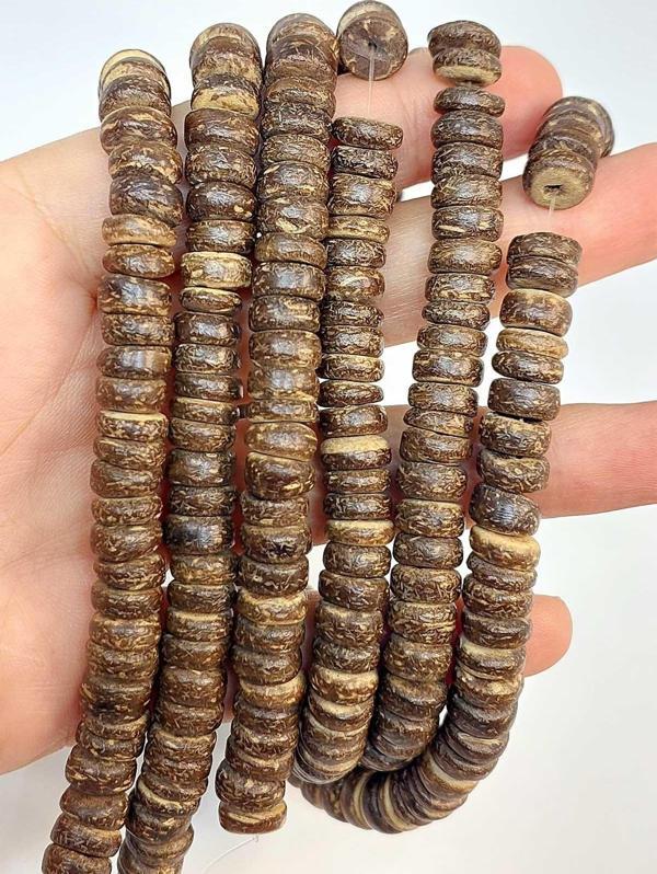 Bileklik Boy Hindistan Cevizi Kabuğu Ahşap Yarım Dizi Rondela Kesim 8.5*3mm (18CM UZUNLUĞUNDADIR) - Image 1