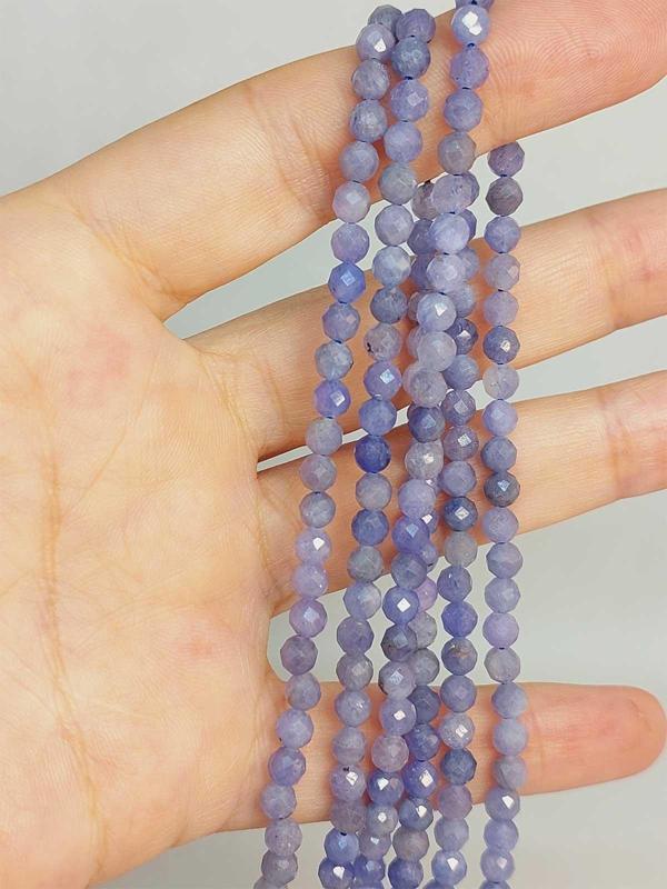 Bileklik Boy Tanzanit Taşı Faset Kesim Yarım Dizi 4mm (18CM UZUNLUĞUNDADIR) - Image 1