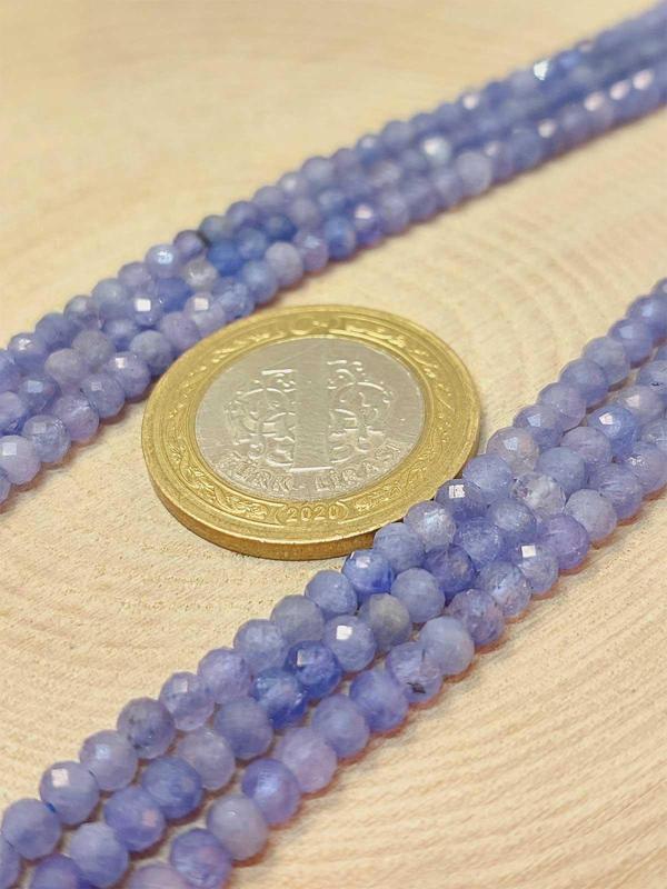 Bileklik Boy Tanzanit Taşı Rondela Faset Kesim Dizi 2.5*3.5mm Yarım Dizi (17CM UZUNLUĞUNDADIR) - Image 1