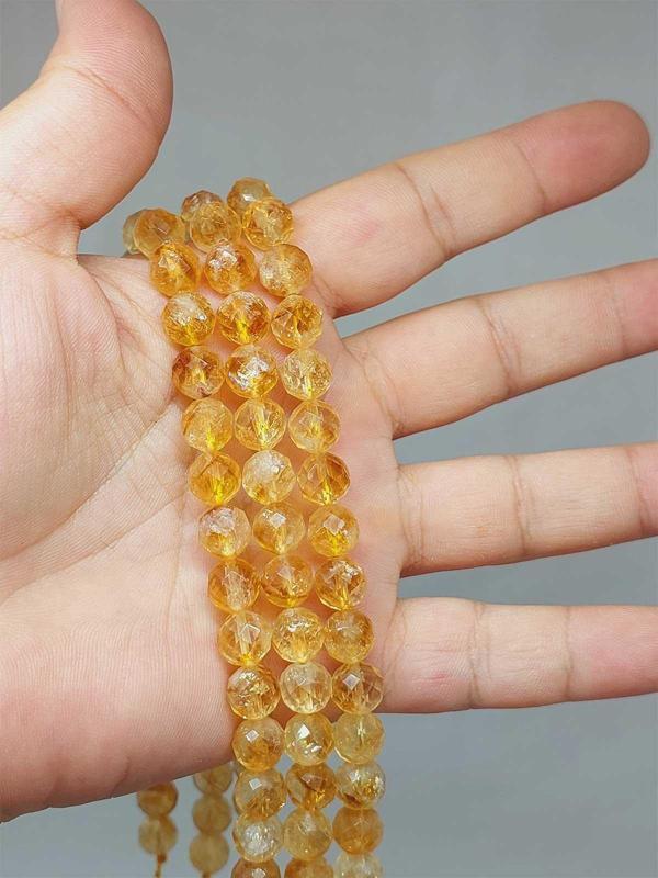 Bileklik Boy Sitrin Taşı Faset Kesim Yarım Dizi 8mm (51358) (18CM UZUNLUĞUNDADIR) - Image 1