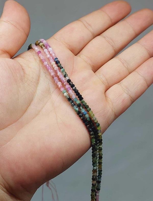 Bileklik Boy Turmalin Taşı Rondela Faset Kesim Dizi 0.8*1.2mm Yarım Dizi (17CM UZUNLUĞUNDADIR) - Image 1