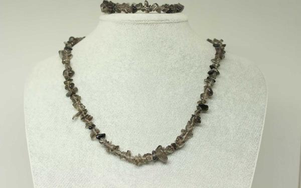 Dumanlı Kuvars Taşı Küçük Taşlar Kolye & Bileklik Seti - Image 1