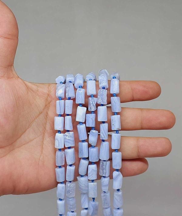 Bileklik Boy Yarım Dizi Kalsedon Taşı 7x12mm (49964) (18CM UZUNLUĞUNDADIR) - Image 1