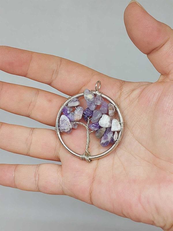 Hayat Ağacı Ametist Taşı Kolye Ucu (51920) - Image 1