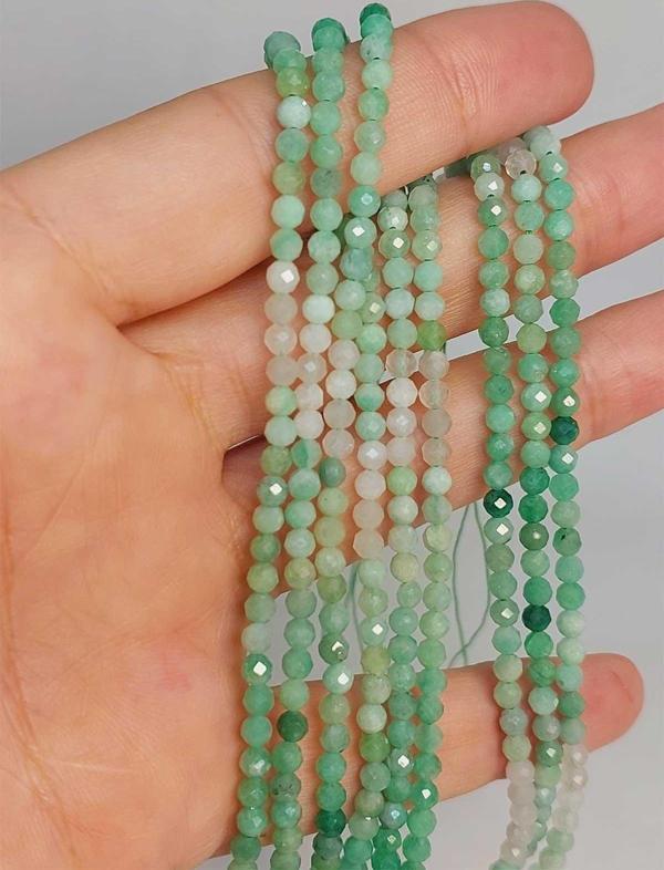 Bileklik Boy Zümrüt Taşı Faset Kesim 3mm Dizi (45910) Yarım Dizi (17CM UZUNLUĞUNDADIR) - Image 1
