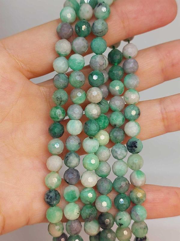 Bileklik Boy Zümrüt Taşı Faset Kesim 6mm Yarım Dizi (45916) (18CM UZUNLUĞUNDADIR) - Image 1