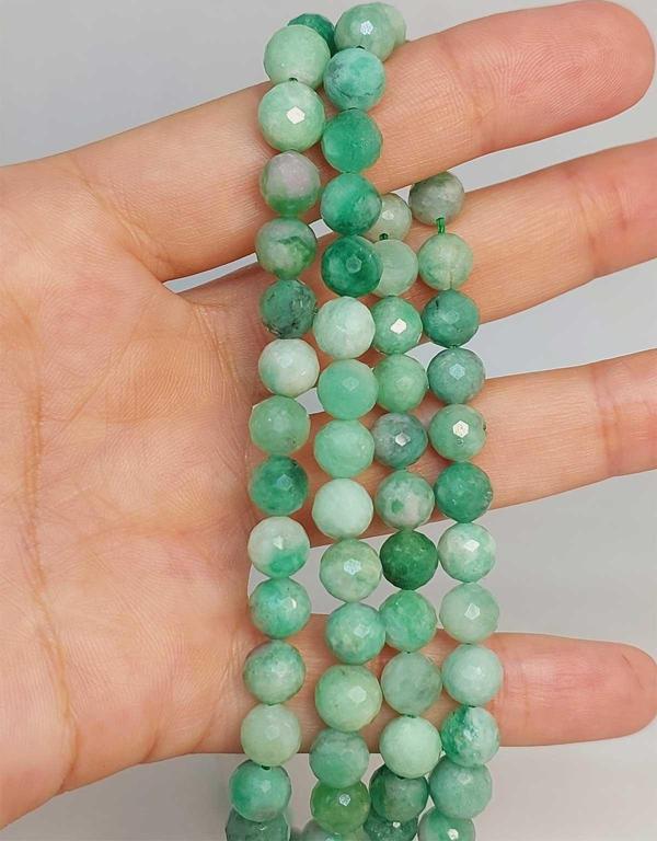 Bileklik Boy Zümrüt Taşı Faset Kesim 7mm Yarım Dizi (45900) (18CM UZUNLUĞUNDADIR) - Image 1