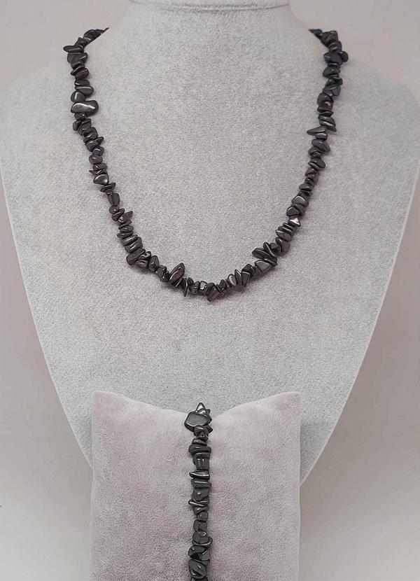 Hematit Taşı Küçük Taşlar Kolye & Bileklik Seti (52184) - Image 1