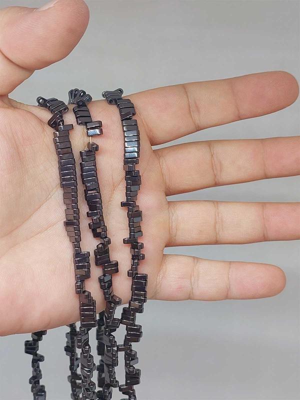 Hematit Taşı Şekilli Çift Delikli 2*6mm Dizi (52370) - Image 1