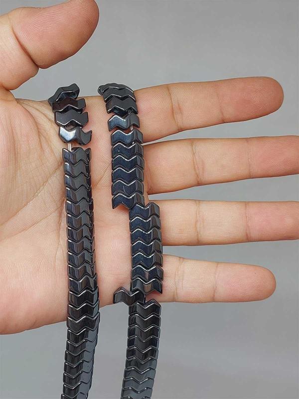 Hematit Taşı Şekilli Çift Delikli 4.5*12mm Dizi (52306) - Image 1