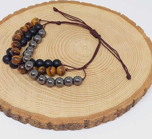 Kaplangözü Hematit Onix Tasarım Unisex Bileklik (51892) - Image 1