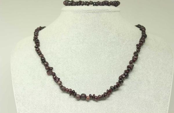 Lal (Garnet - Granat) Taşı Küçük Taşlar Kolye & Bileklik Seti (22210) - Image 1