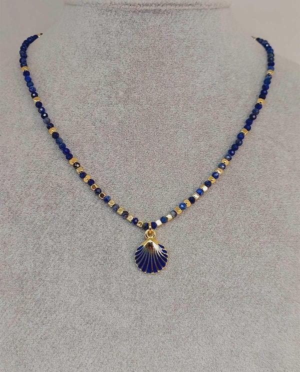 Lapis Taşı 3mm Deniz Temalı Tasarım Kolye  (49812) - Image 1