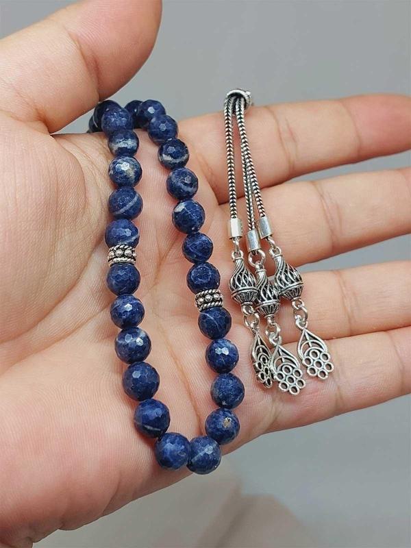 Safir Taşı Faset Kesim 33 lük Tesbih 7mm (Gümüş) (51312) - Image 1