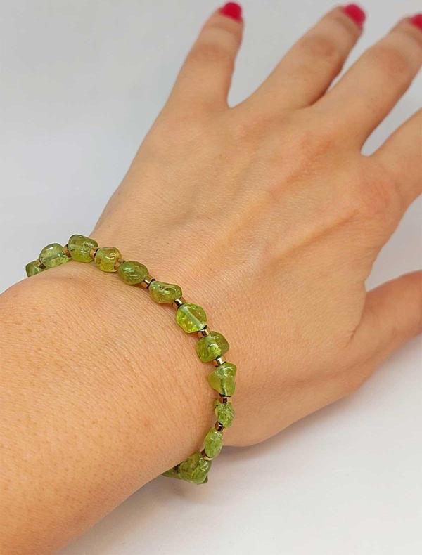 Peridot (Zebercet) Taşı Tasarım Bileklik (47122) - Image 1