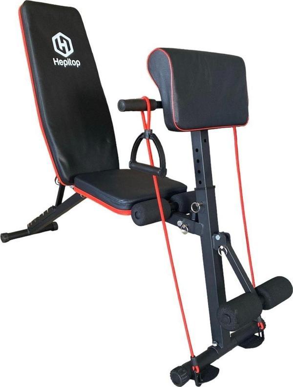 Hepitop Mekik Sehpası Ayarlanabilir Sırt Desteği, Direnç Lastiği, Çok Amaçlı Egzersiz Bench Sehpası - Image 1