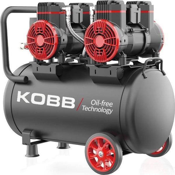 KOBB KBK50S2 4.0HP 50Lt 8Bar Çift Motorlu Yağsız Sessiz Taşınabilir Hava Kompresörü - Image 1